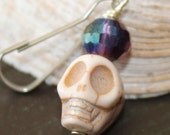 White Sugar skull Zipper pull charm