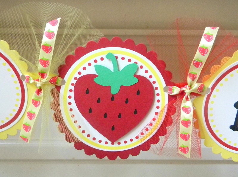 READY TO SHIP Strawberry Happy Birthday Party Banner Il_170x135