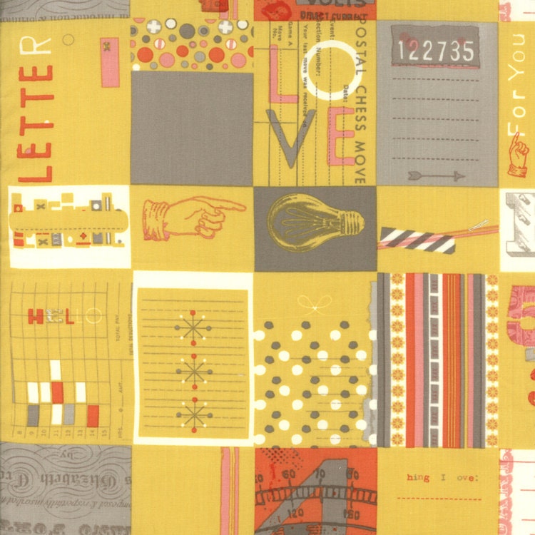One Yard from Eric and Julie Comstock for Moda- 2wenty Thr3e- Collage in Mustard