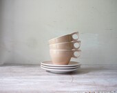 Vintage Vogue Cups and Saucers in Latte - Set of 3 - thefoxandthespoon