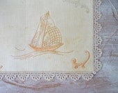 Vintage Collection of 3 Unfinished Doilies - boats and lace