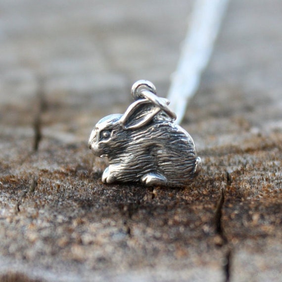 Rabbit Necklace - SOLID Sterling Silver Rabbit Pendant . Watership Down . Peter Rabbit . Woodland Creatures