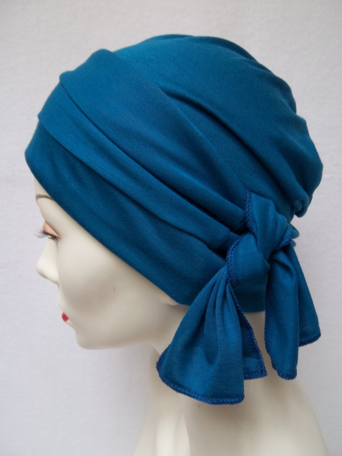 Slouch Hat Summer Teal Blue Tencel Light Chemo Cap w Matching Headband  Scrub Cap