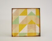 Art Block l Geometric Mountain l 5x5 wood block orange yellow triangles southwest tribal pattern redtilestudio