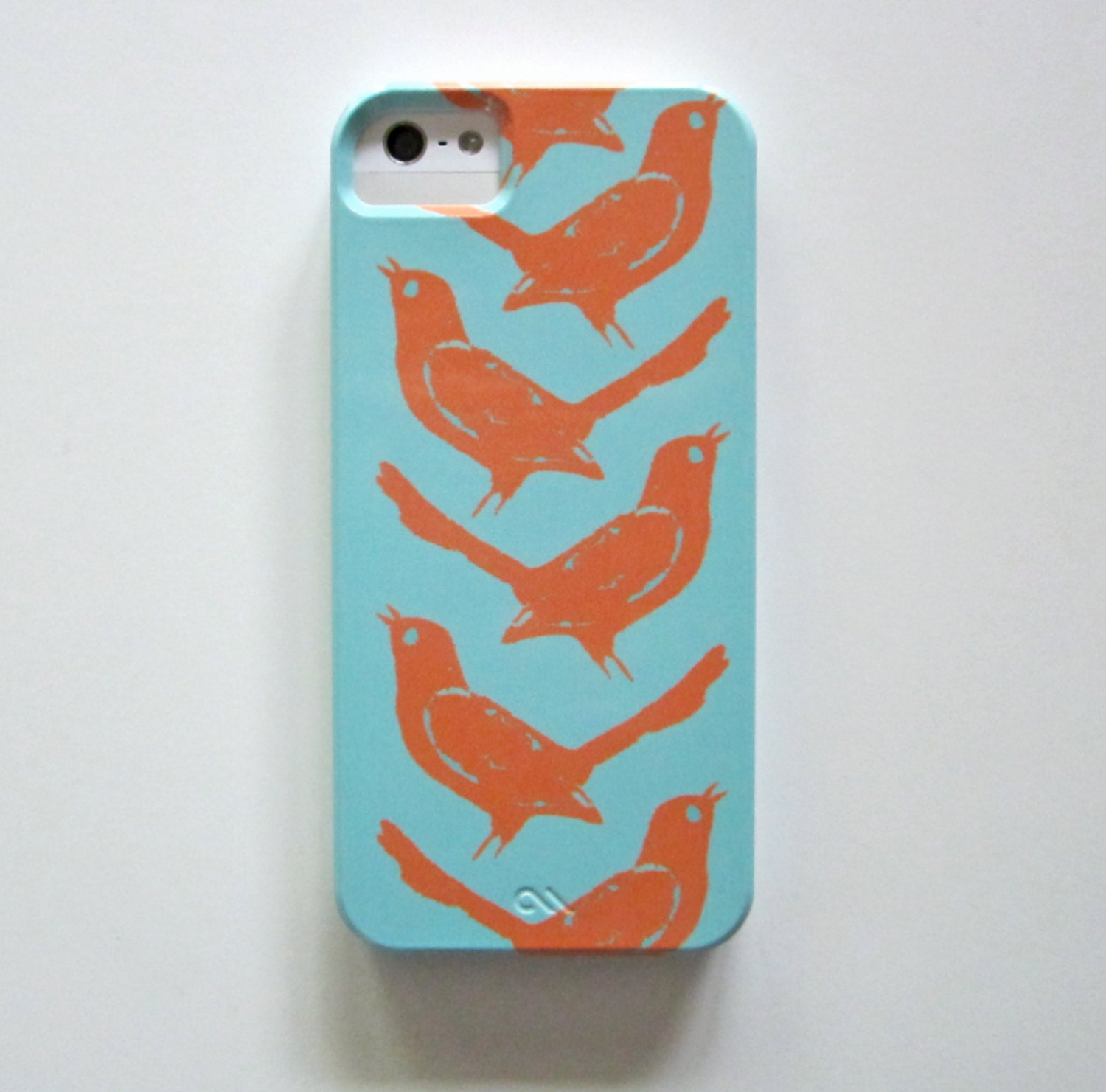 Modern iPhone 5 case l Mockingbird Orange Blue l  BARELY THERE geometric pattern redtilestudio