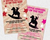 Cowboy or Cowgirl Country Western Baby Shower Invitation, Rocking Horse, Red or Pink, Printable, DIY Digital File