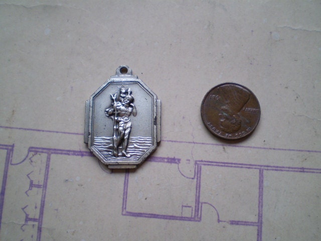 Vintage St. Christopher Pendant - Silvery Metal