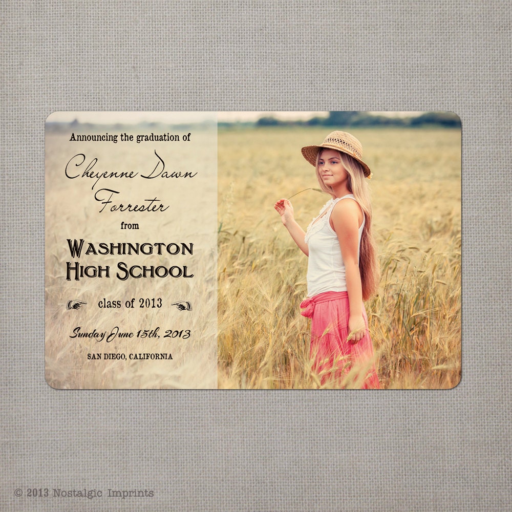 Vintage Graduation Announcement - the "Cheyenne"