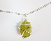 Wire Wrapped yellow/green stone pendant