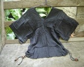 Thai Simply Loose Fit Cotton V Blouse - Grey