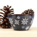 Hand Painted Stoneware bowl Navy Blue Winter Snowflakes Rustic ceramic  serving dish Oatmeal Desert Icecream bowl Minimal Kitchen Decor