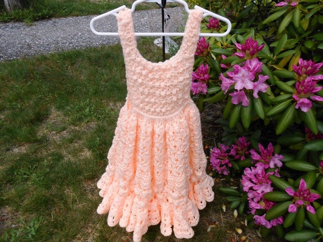 Hand Crochet  Pretty Peach Summer Dress