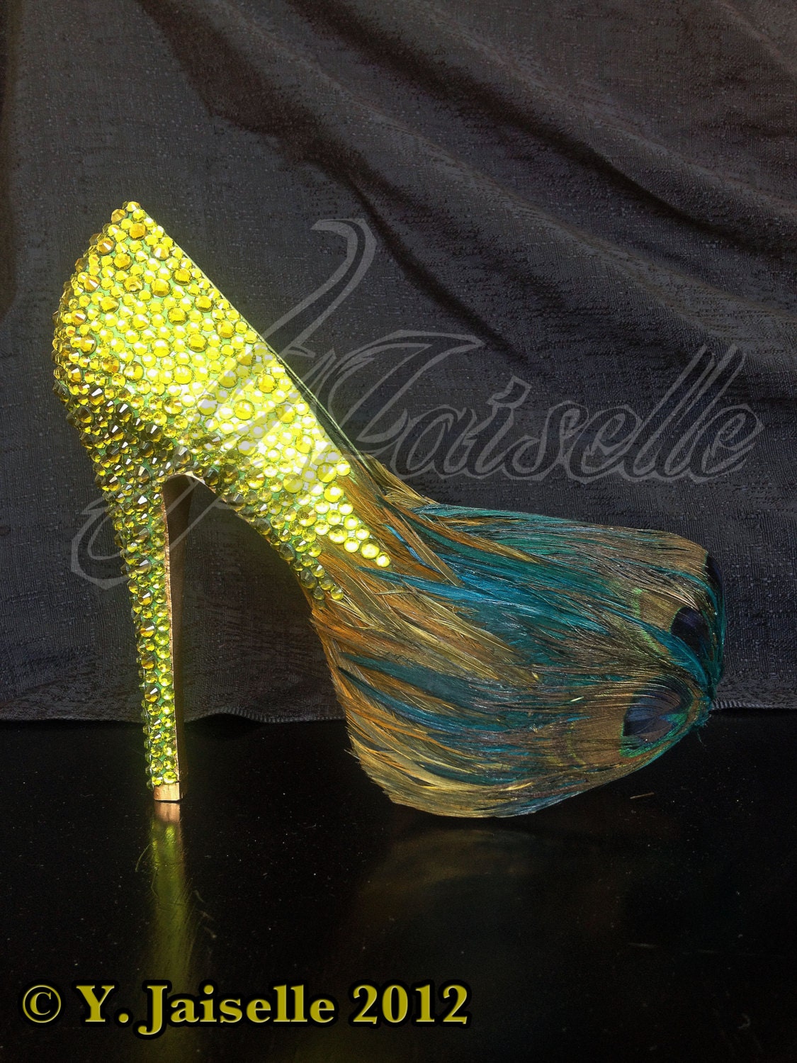 Peacock and Crystal Wedding High Heels