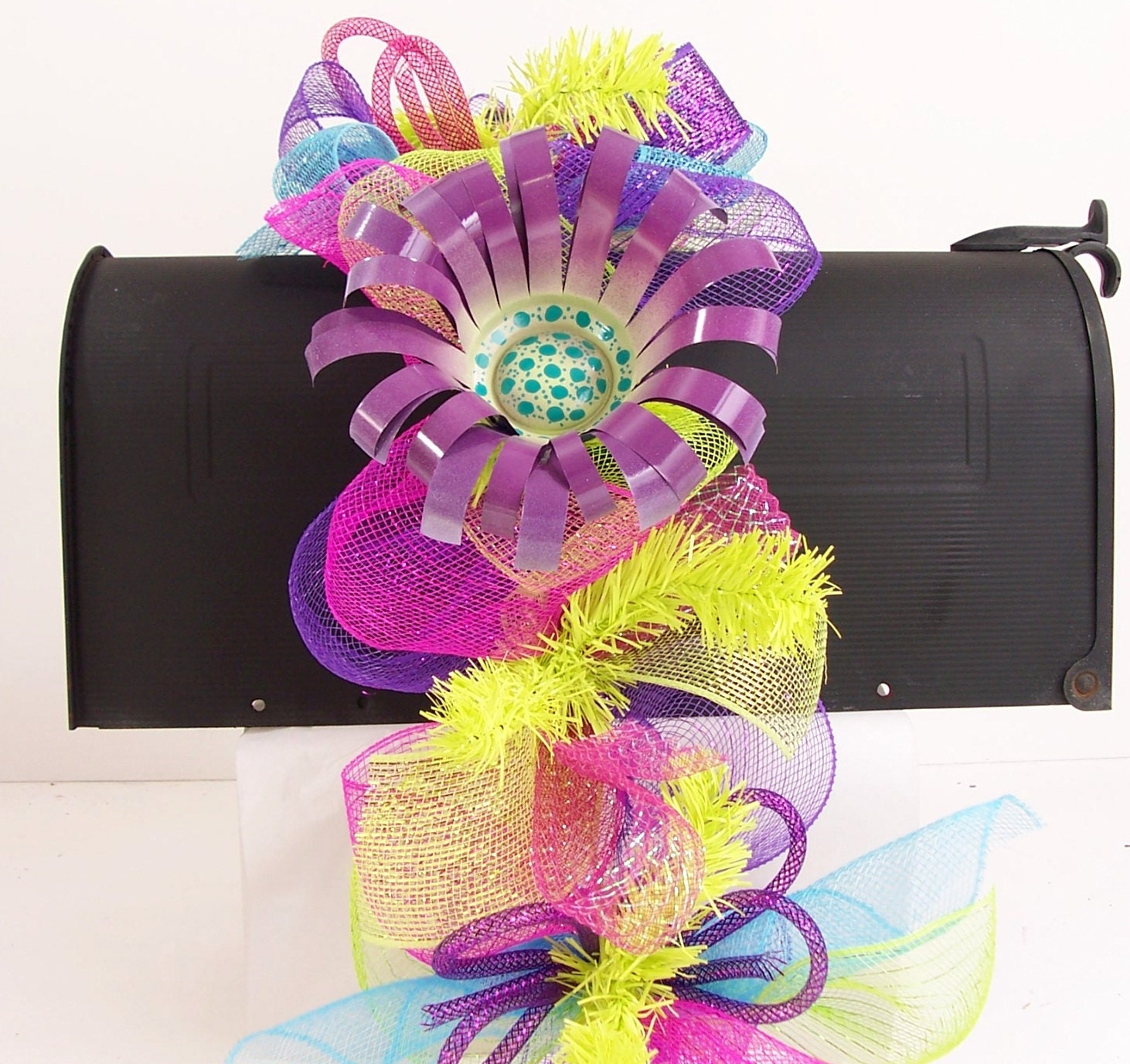 Mailbox Topper Swag Garland Decoration for Spring or Summer in bright colors