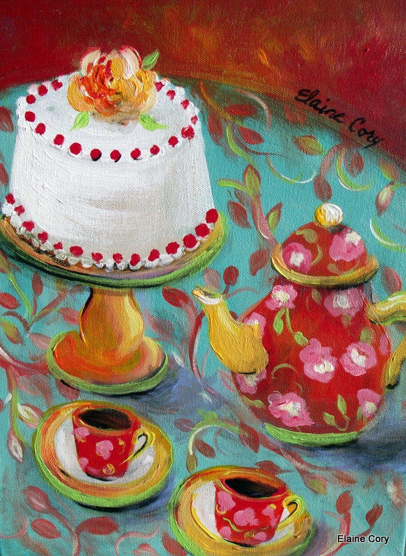 Eat Cake Still Life Painting  12 x 16 Original art by Elaine Cory