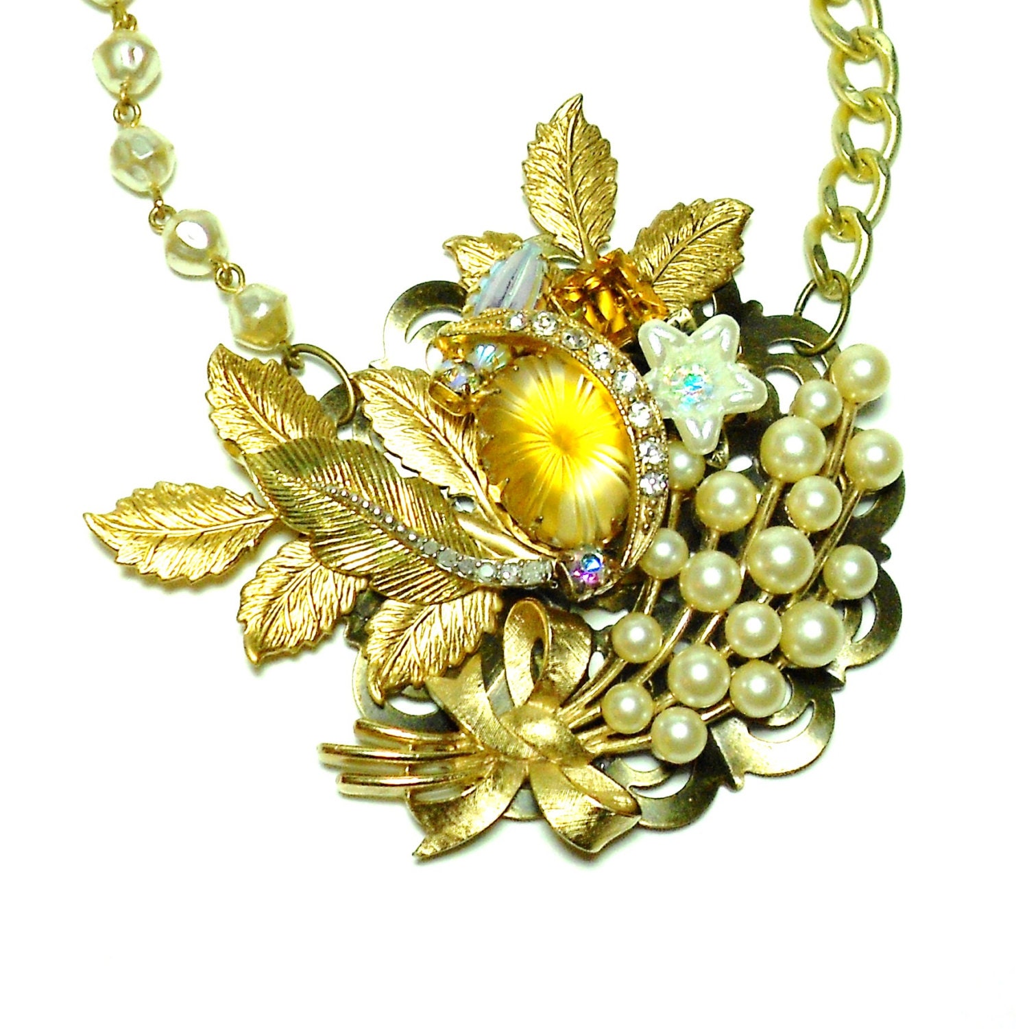 Vintage Heirloom Collage Necklace - Eco Friendly Jewelry - One Of A Kind Necklace - Collage Necklace - Statement Necklace - Assemblage