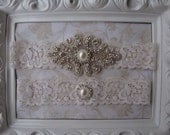 Wedding Garter - Bridal Garter - Crystal Rhinestone and Pearl Garter and Toss Garter Set