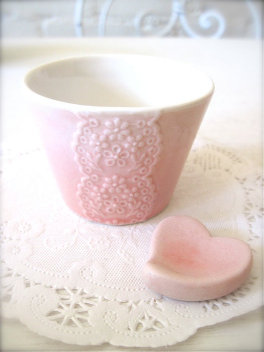 Shiny Pink Porcelain Lace Cup-Hideminy Lace Series