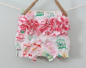 Ruffle Bloomers Birdcage, Pink Chevron, Baby Girl, Toddler Girl