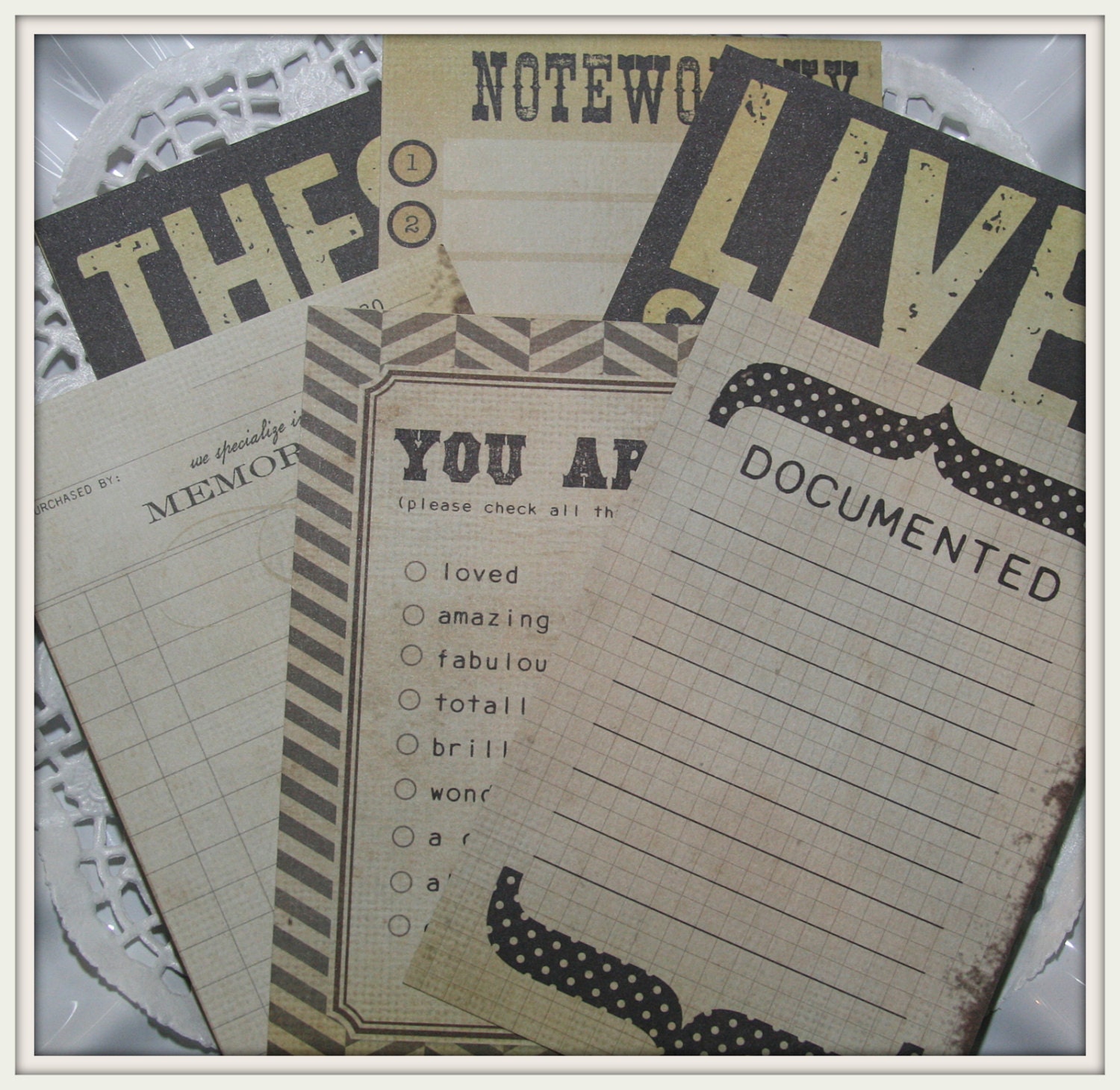 Simple Stories Journal Cards 4 x 6 inches set of 6 Documented for Scrapbooking, Card Making, Paper Crafts