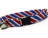Cat Collar- 4th of July Red and Blue Diagonal Stripes