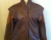 Vintage Women's Gray Leather/Suede Bomber Jacket Small
