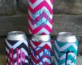 Monogrammed Chevron Can Koozie