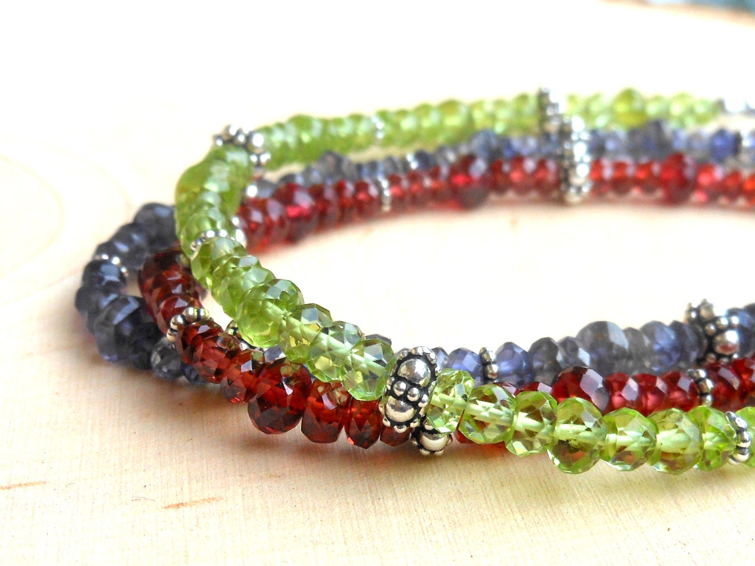 Peridot Bracelet, Gemstone Bracelet Beaded Green, Stacking Bracelet, Sterling Silver, August Birthday