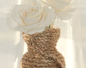 Manila Rope Wrapped Small Glass Vase Coastal beach Rustic Decor Natural Home