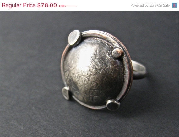 50off SALE FREE SHIPPING Hammered Silver Mushroom Ring/ Mixed Metal Jewelry