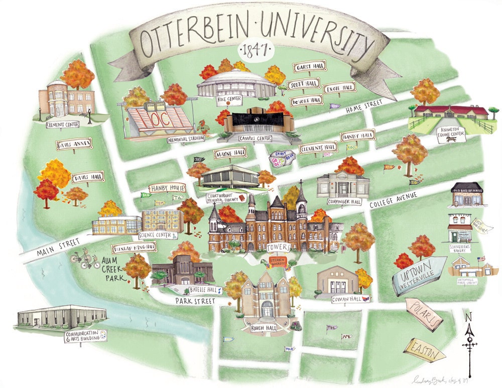 Otterbein University Campus Map (11x14)