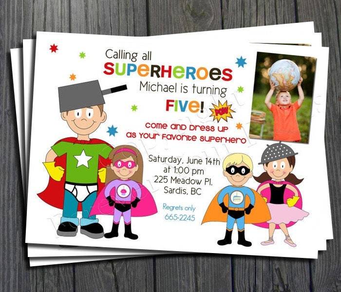 Superhero Birthday Invitation - FREE Thank You Card Included