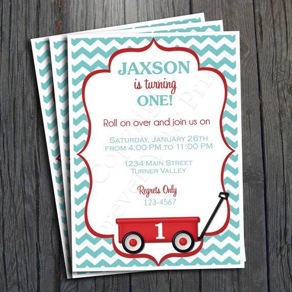 Little Red Wagon Birthday Invitation - FREE Thank You Card included Il_170x135