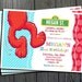 Little Red Monster Birthday Invitation - FREE Thank You Card Included