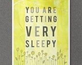Very Sleepy 8x10 / Typographic Print, Baby Shower Gift, Nursery Art, Art for Baby, Sunshine, Sunny, Lemon, Yellow