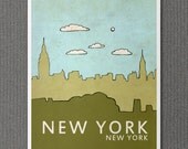 New York 8x10 / Nursery Decor, Art Poster, Typography Print, NYC, City Skyline, Giclee, Kids Room, Travel Theme, Map, Digital Print, Loft