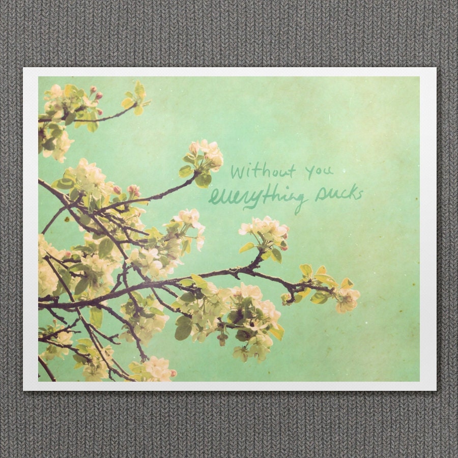 Everything Sucks 8x10 / Nature Photo, Shabby Chic, Cottage Decor, French Country, Funny Typopgraphy, Romantic, Aqua, Teal, Pink, Flowers