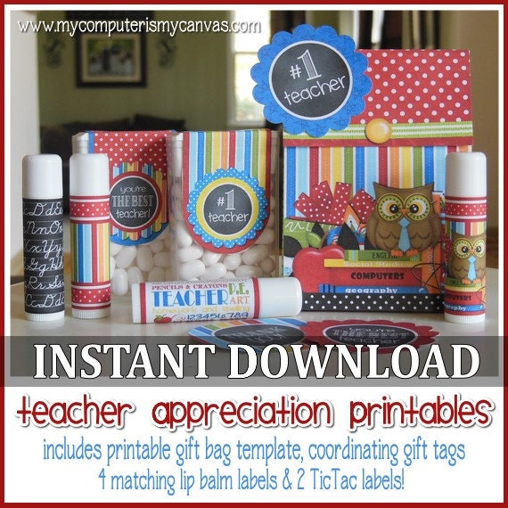 Teacher Appreciation Gift Set - Printable INSTANT DOWNLOAD