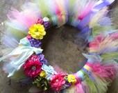 The Maddie Wreath - spring summer tutu rainbow wreath