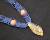 Unisex hemp necklace with handblown glass pendant and wood beads, macrame, natural, hippie, mens jewelry