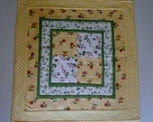 Cottage Chic Pastel Quilted Topper Table Runner Sunshine Yellow and Green
