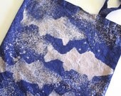 Fish Bag - Striped Bass Cotton Canvas Tote Bag - Blue and White School of Fish -  Hand Dyed Eco Friendly Bleached Cotton Canvas Tote Bag