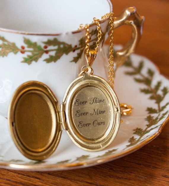 Items similar to Romantic Quote locket Ever Thine, Ever Mine, Ever
