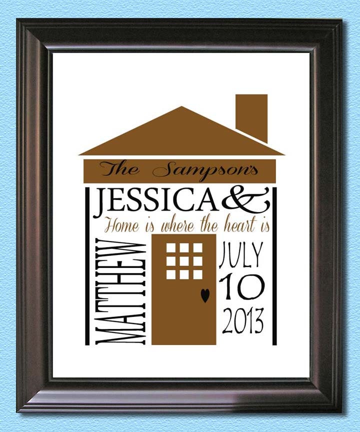 Personalized Housewarming- NEW HOME Gift - Print 8x10 Home is where the heart is.