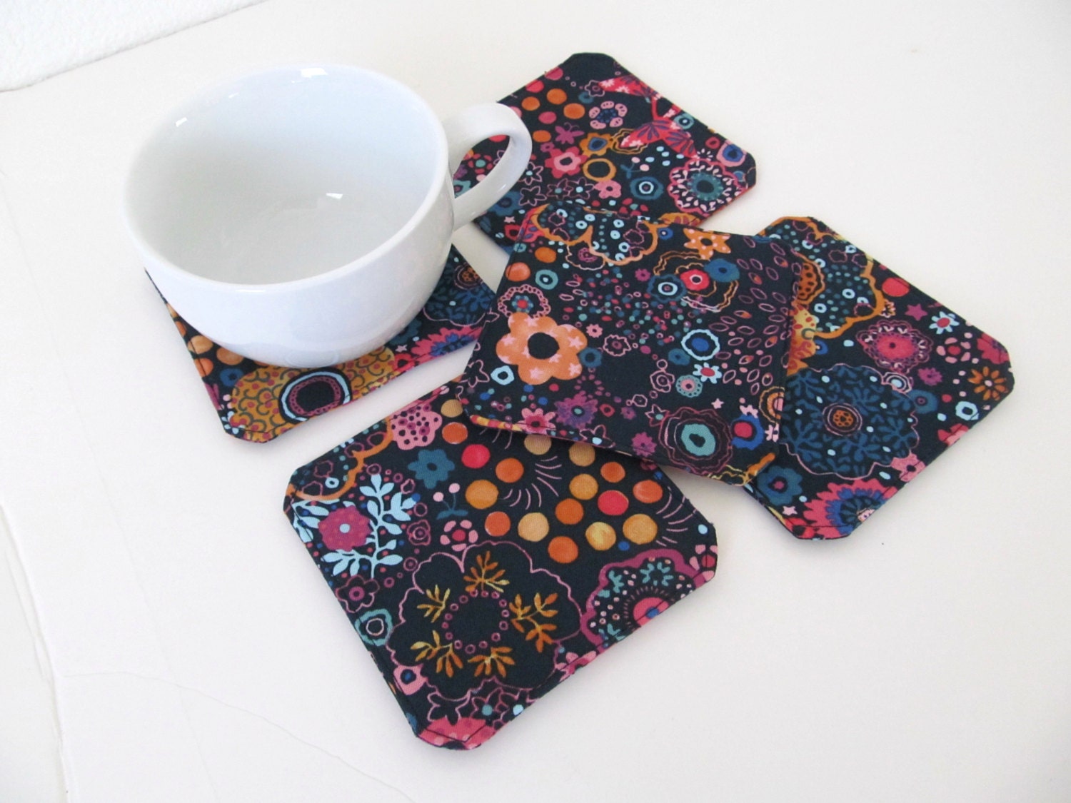 Set of 5 Fabric Coasters/Flower
