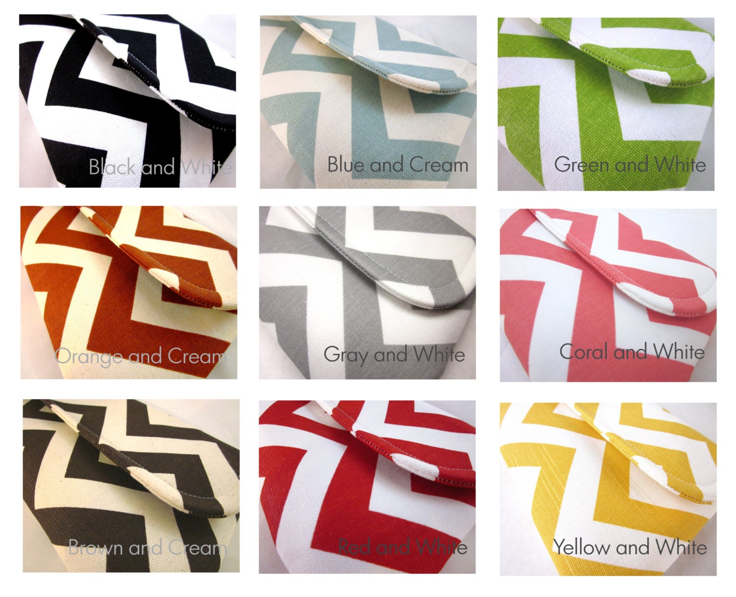 Chevron Bridesmaid Clutch Choose Your Fabric Set of 6 Custom Made by waterpath