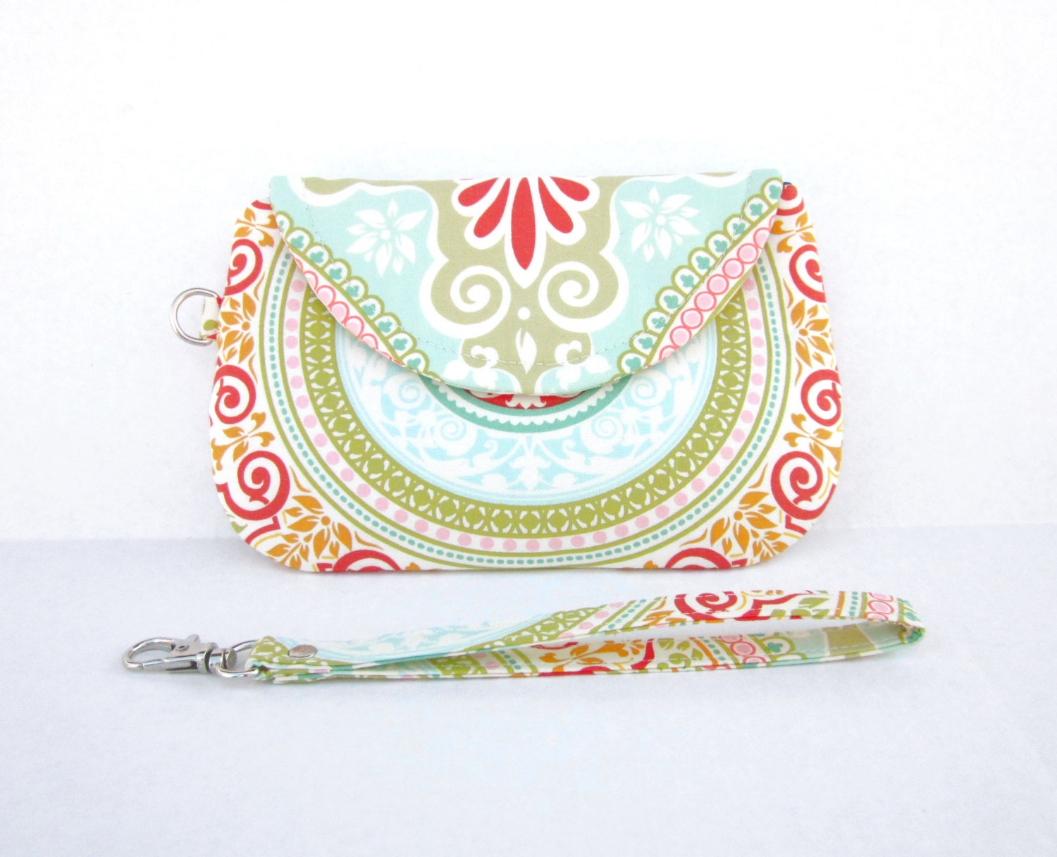 Coral Aqua Clutch with Wrist Strap by waterpath