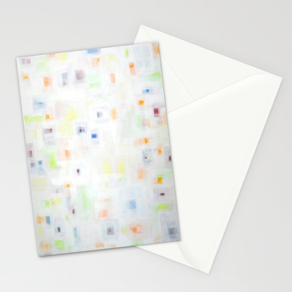 set of 10 BLANK GREETiNG CARDS - abstract painting - modern art - rainbow - colorful
