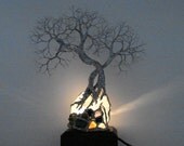 Brazil Quartz Crystal cluster Wire Tree Of Life DUO SPiRiTs sculpture Garnet, Malachite, Lapis, and more Gemstone Lamp, original art
