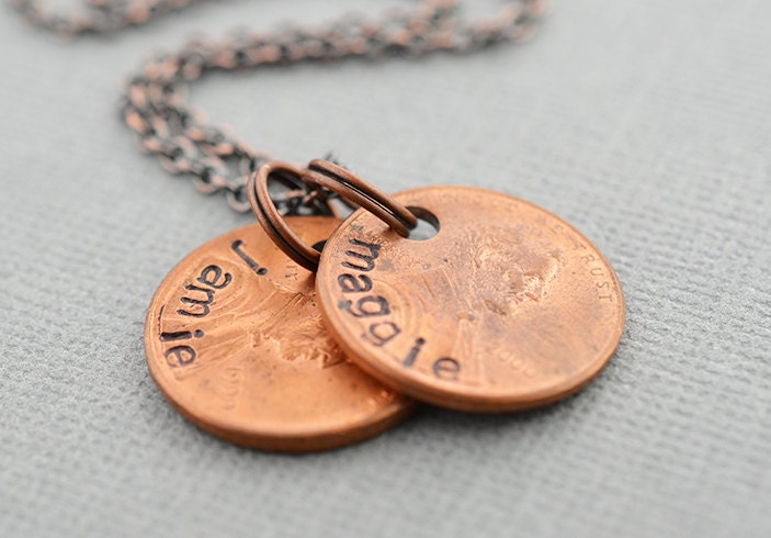 Family Penny Mother Necklace Hand Stamped by TheCopperFox